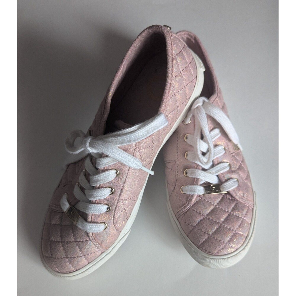Pink quilted G by Guess fashion sneakers size 8